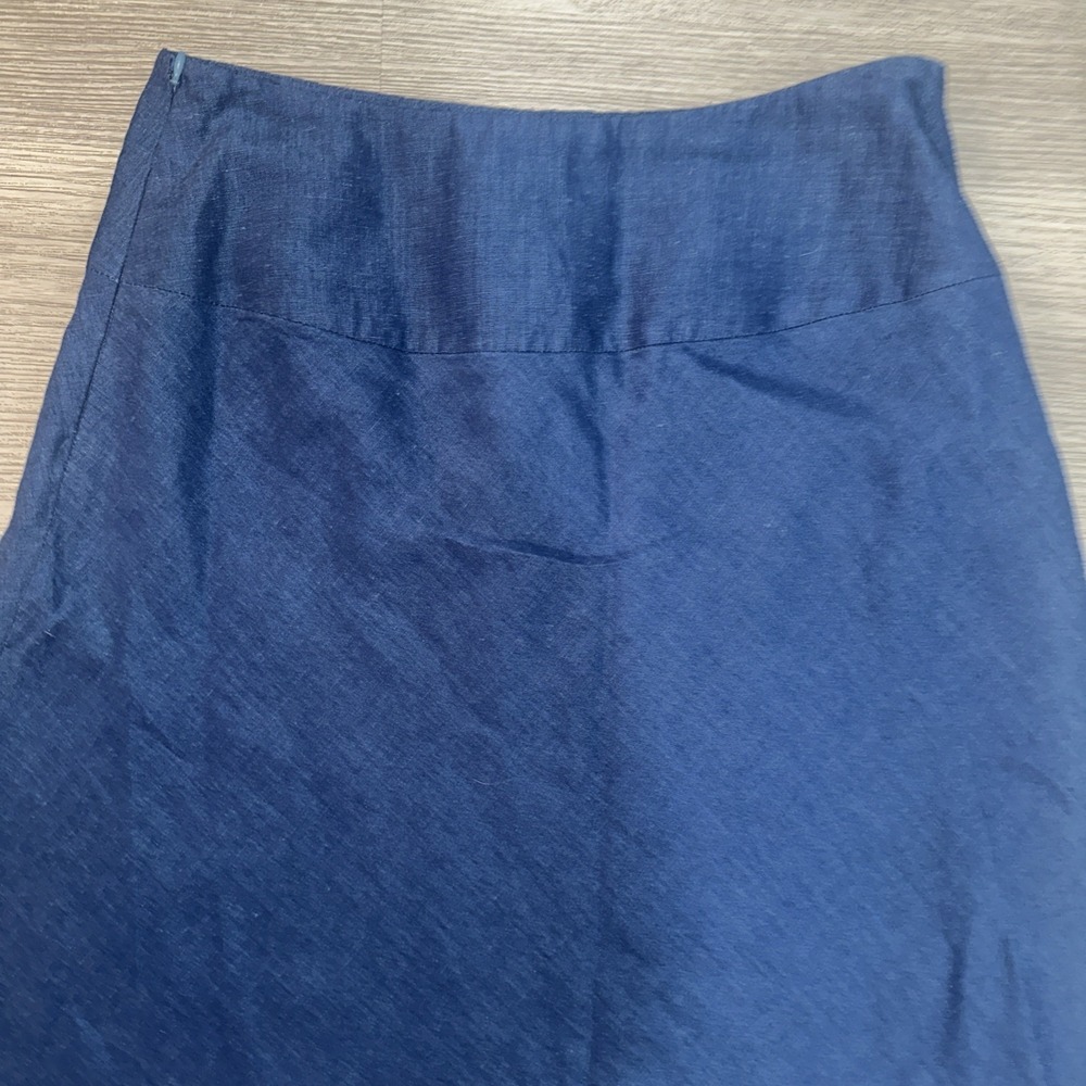 Nine‎ & Company Women Chambray Floral Embroidered Linen Blend Western Skirt Sz 8 - Picture 5 of 9